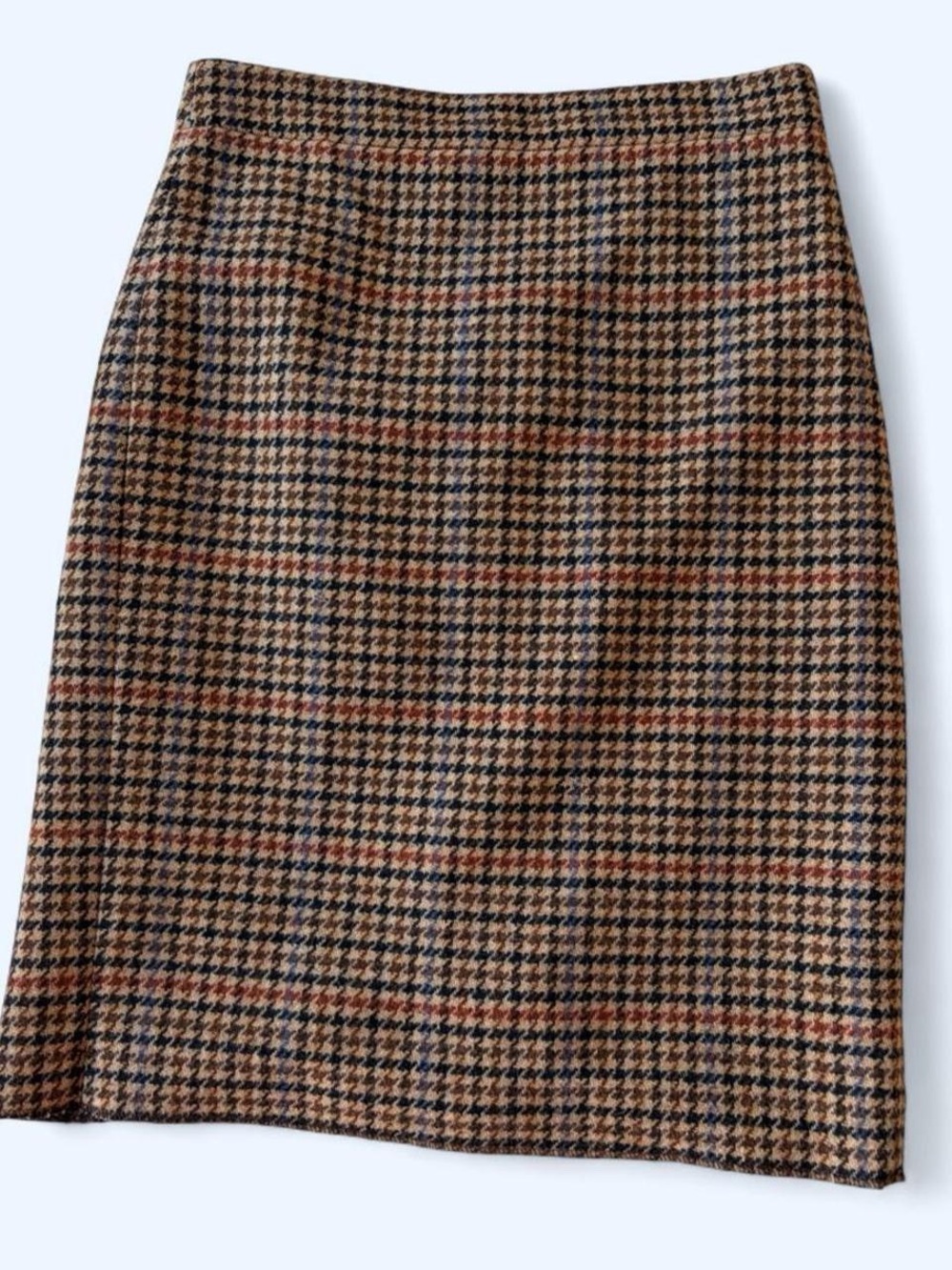 J.Crew Houndstooth Wool Blend Pencil Skirt Brown Plaid 0